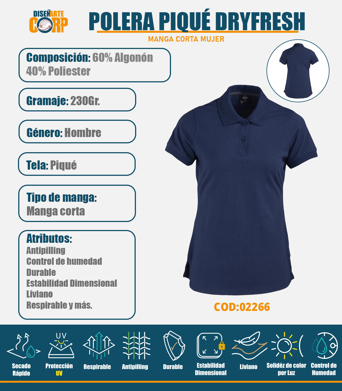 POLERA PIQUÉ DRYFRESH MUJER