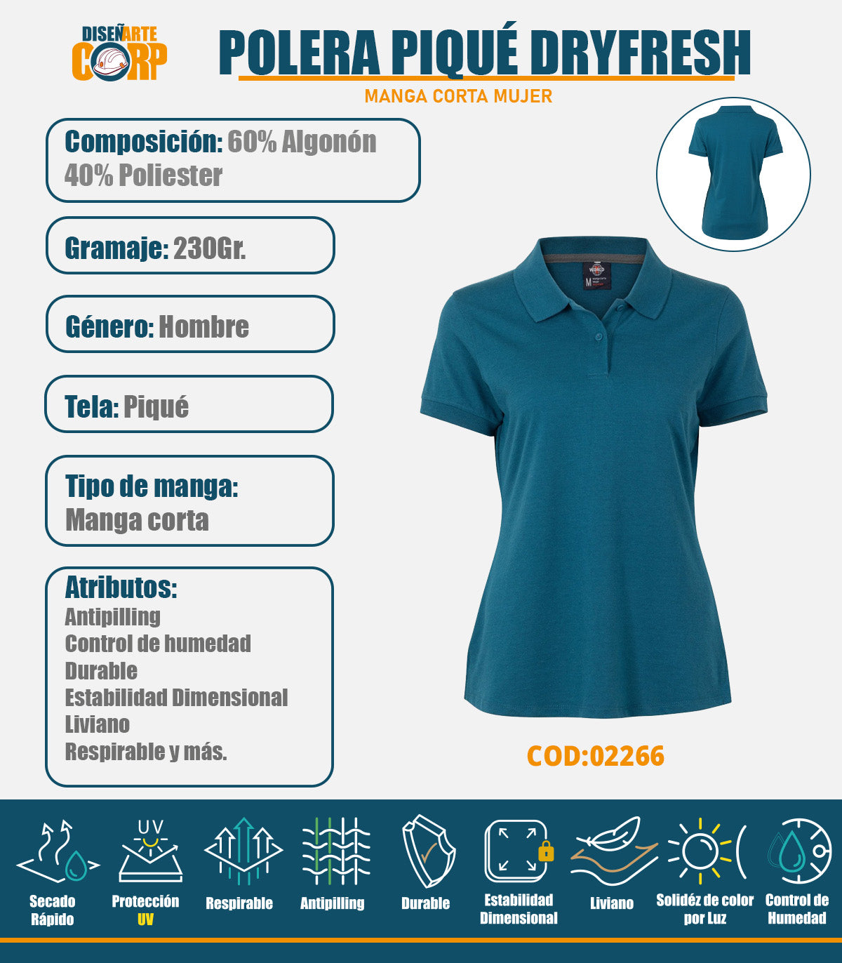 POLERA PIQUÉ DRYFRESH MUJER