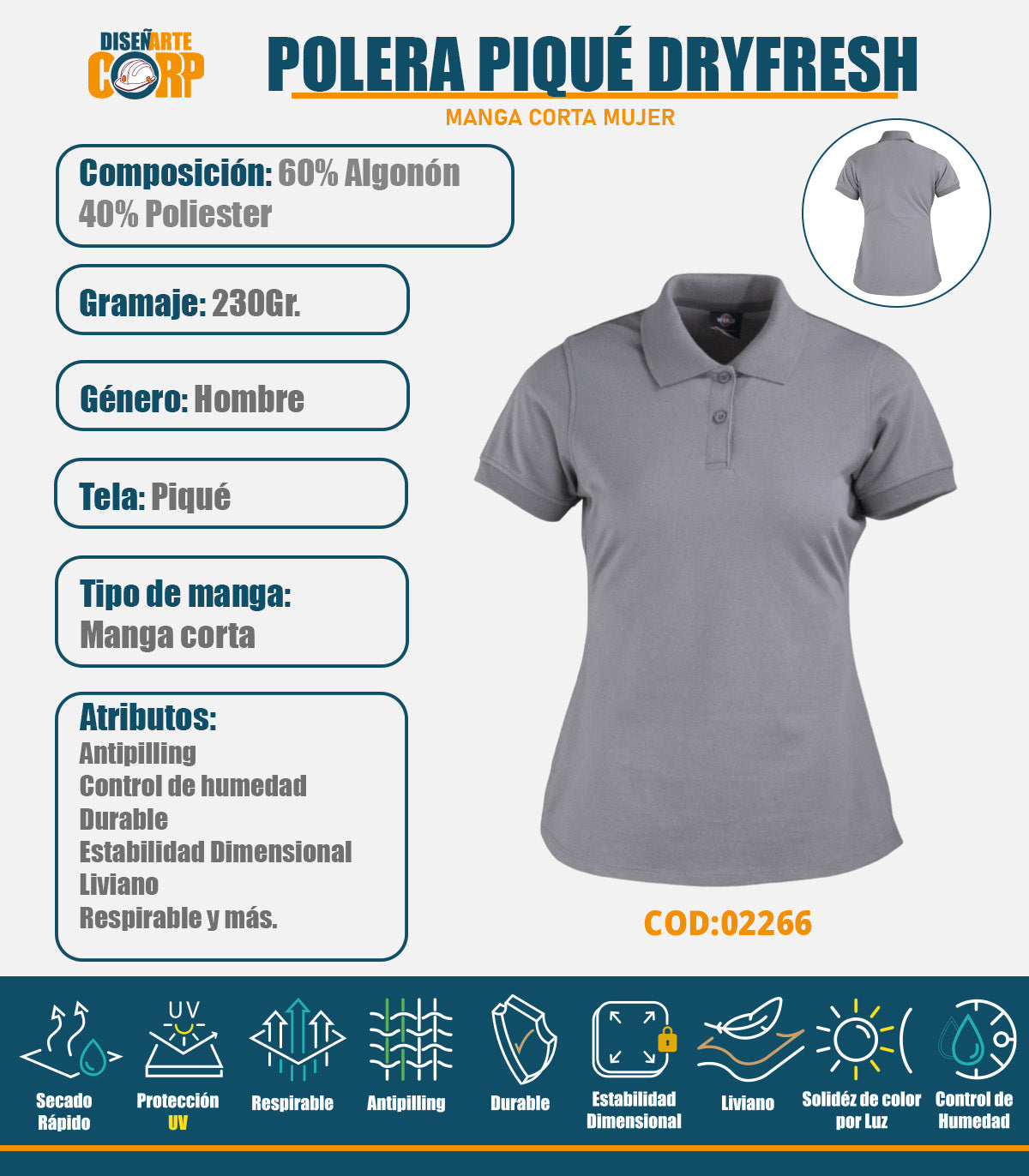 POLERA PIQUÉ DRYFRESH MUJER