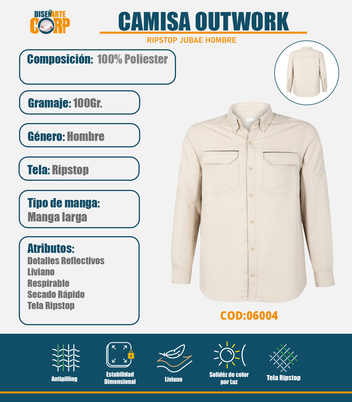 CAMISA OUTWORK RIPSTOP JUBAE