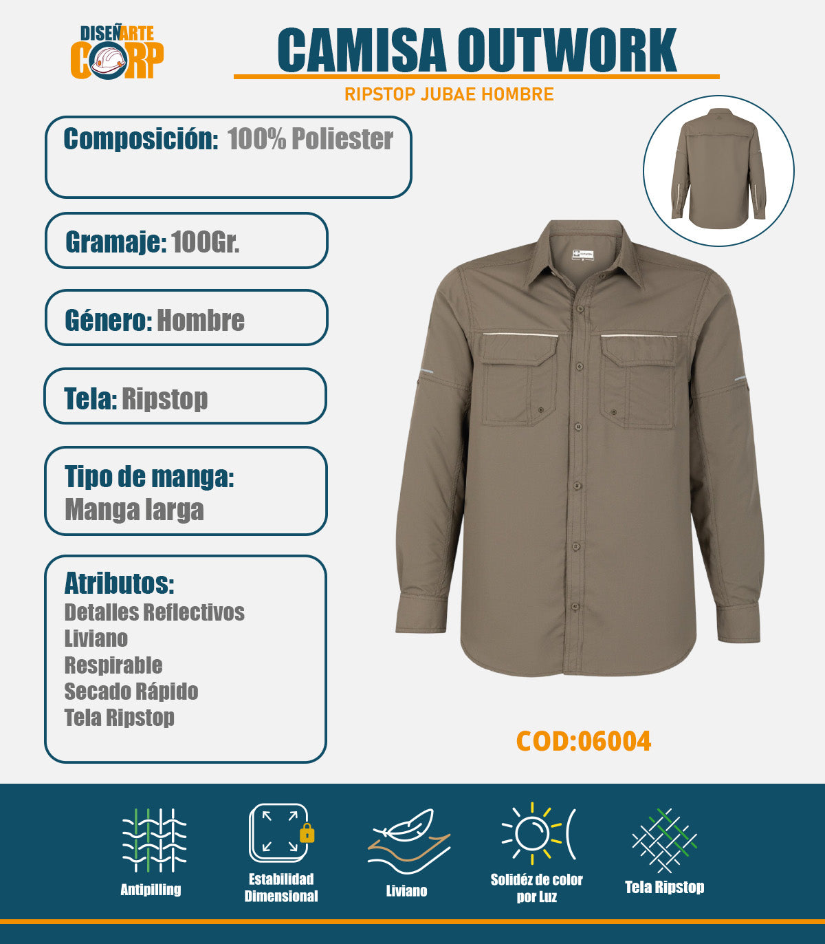 CAMISA OUTWORK RIPSTOP JUBAE