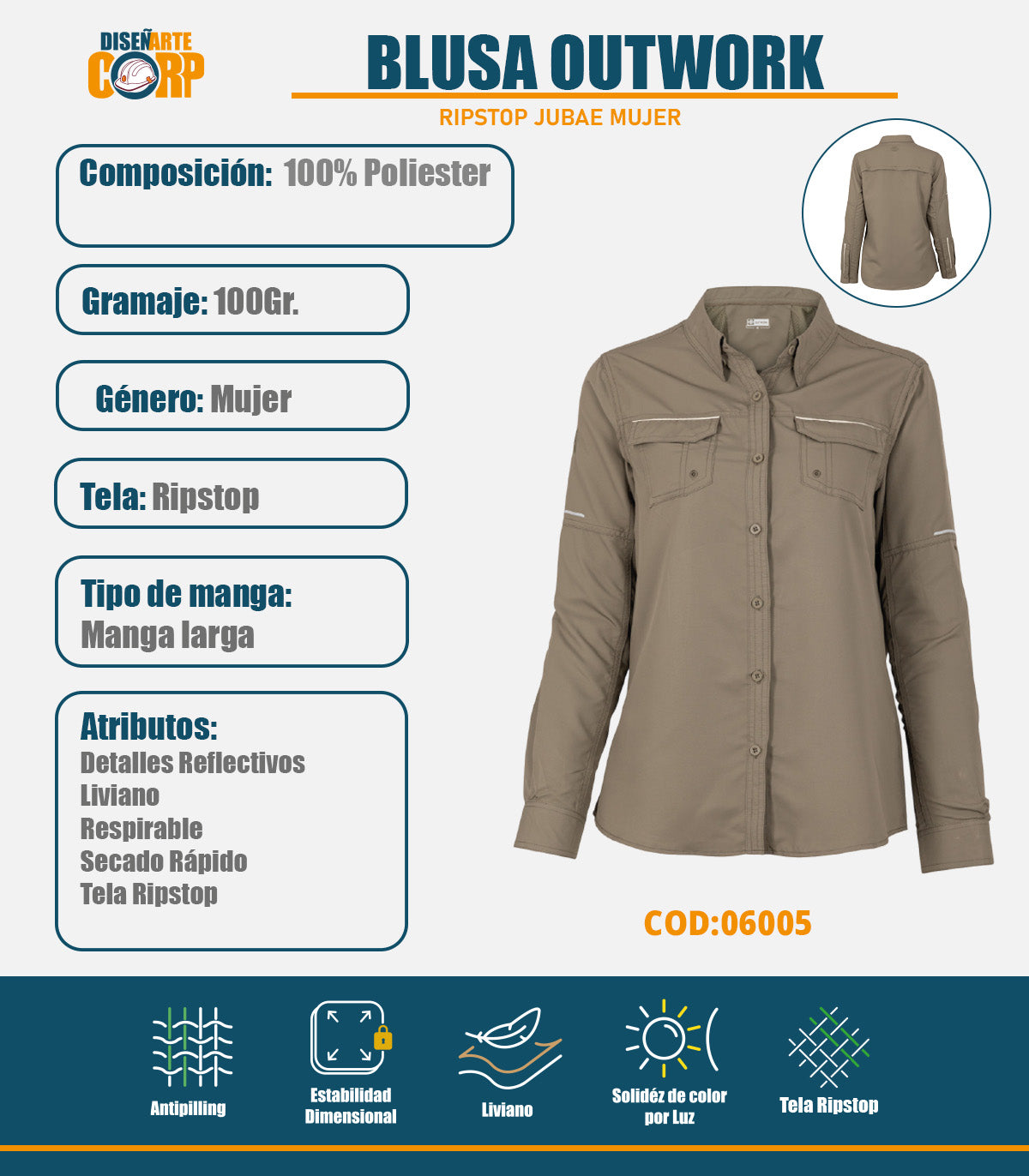 BLUSA OUTWORK RIPSTOP JUBAE