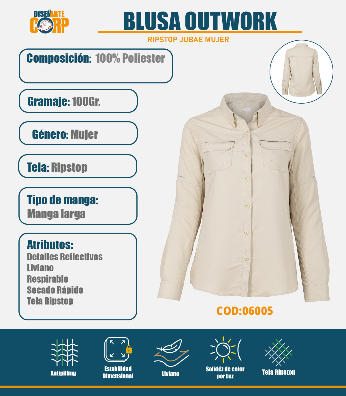 BLUSA OUTWORK RIPSTOP JUBAE