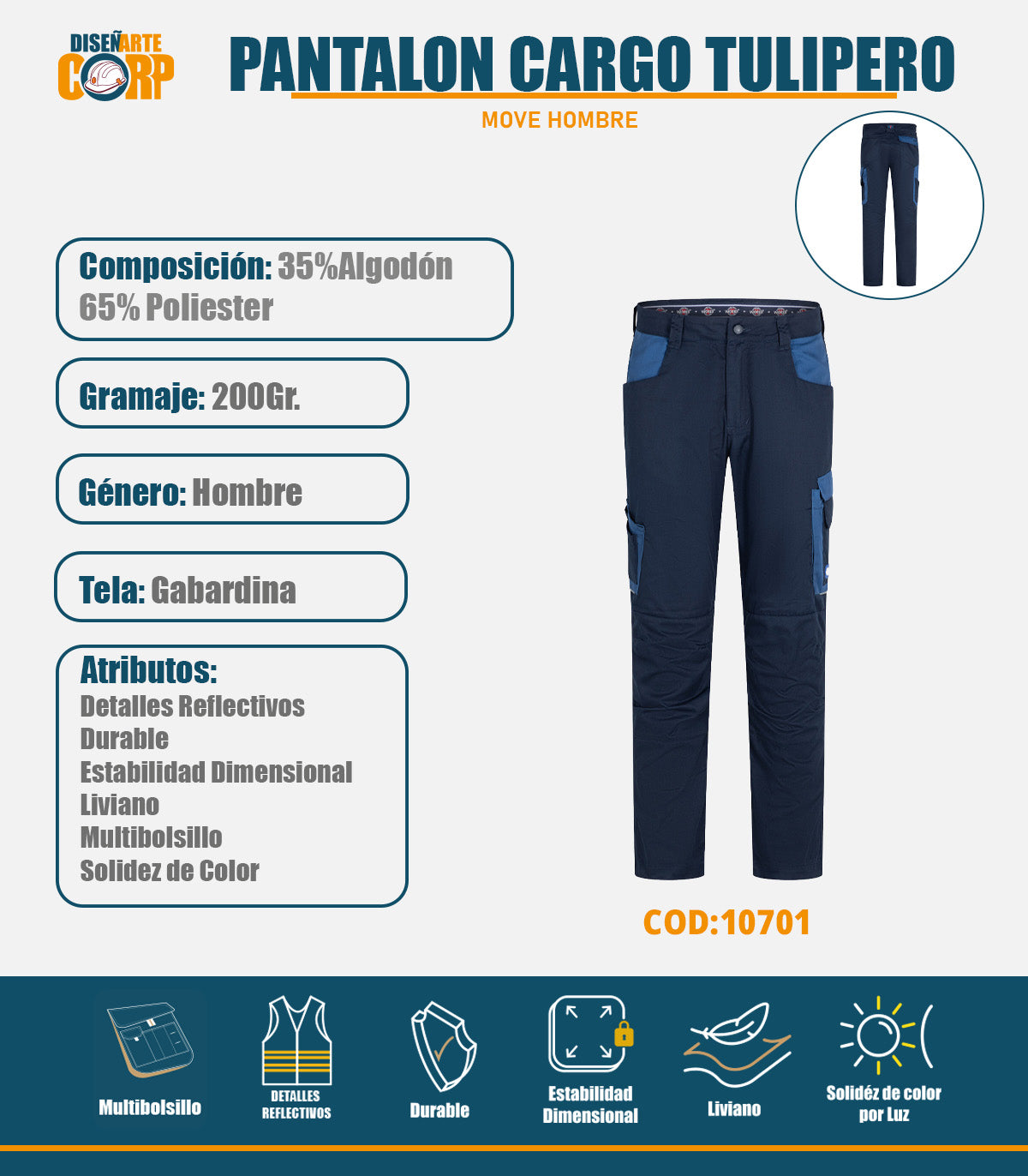 PANTALON CARGO TULIPERO MOVE HOMBRE