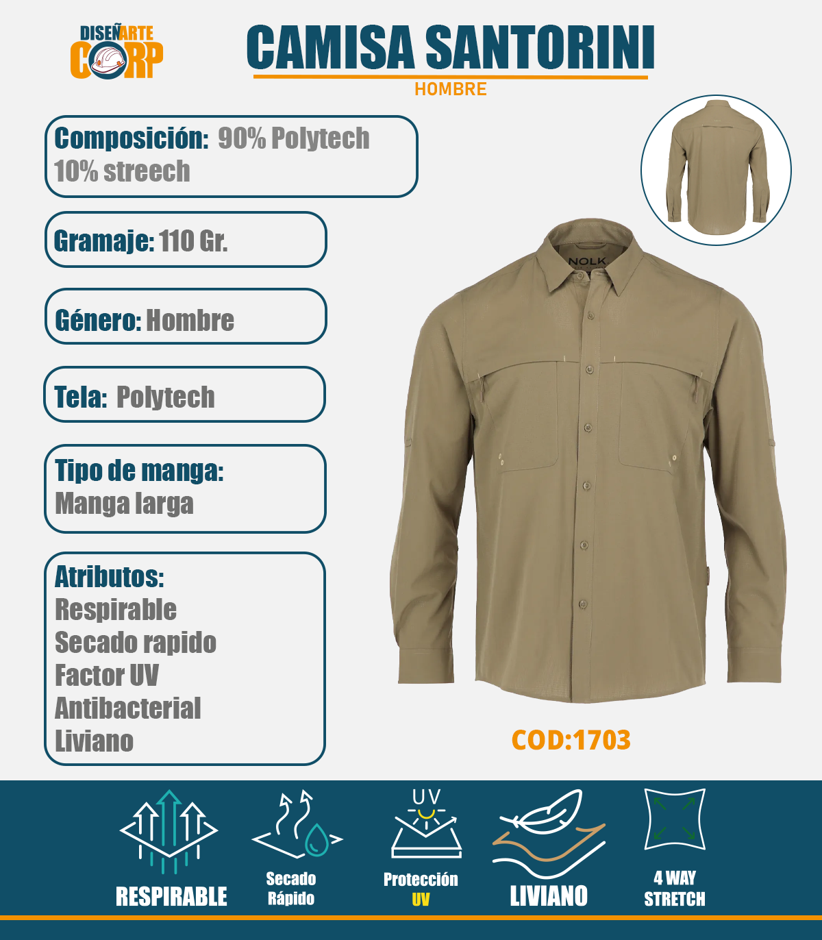 CAMISA SANTORINI HOMBRE