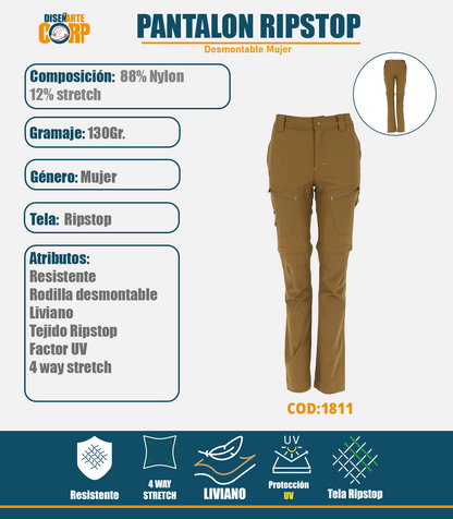 Pantalon Ripstop Desmontable Mujer