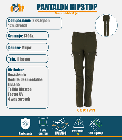 Pantalon Ripstop Desmontable Mujer