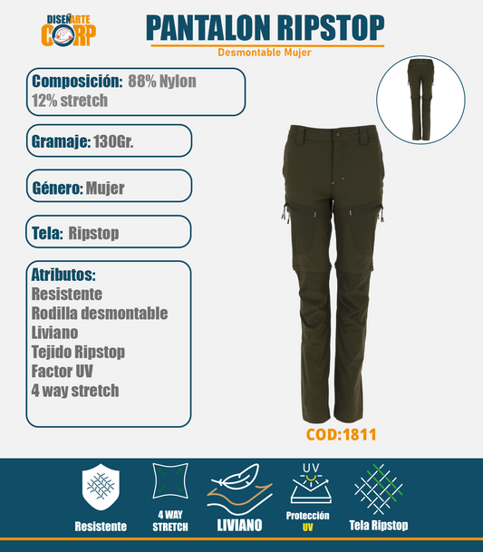 Pantalon Ripstop Desmontable Mujer