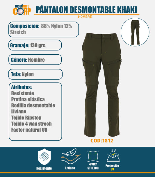 PANTALON RIPSTOP DESMONTABLE KHAKI HOMBRE