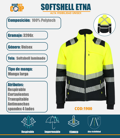 Chaqueta alta visibilidad softshell Etna Unisex
