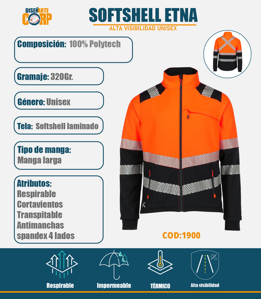 Chaqueta alta visibilidad softshell Etna Unisex
