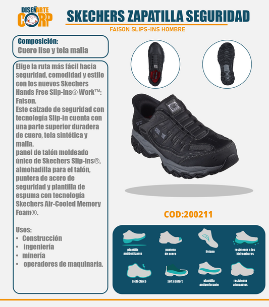 Skechers Zapatilla Hombre Seguridad Faison