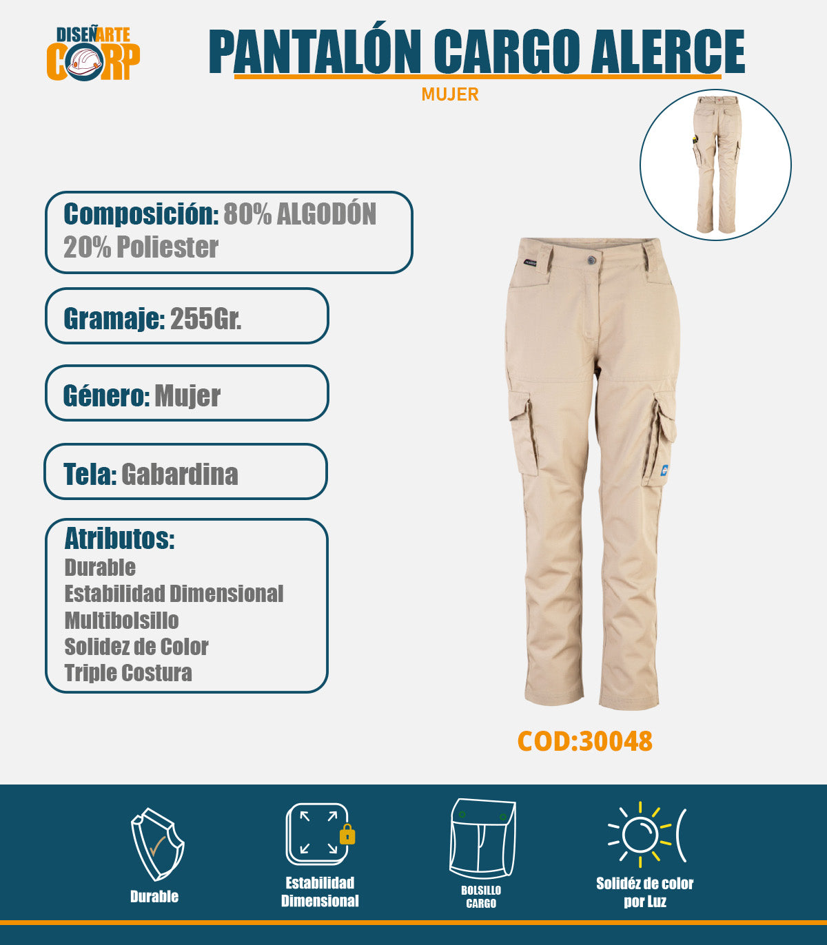 PANTALON CARGO ALERCE MUJER