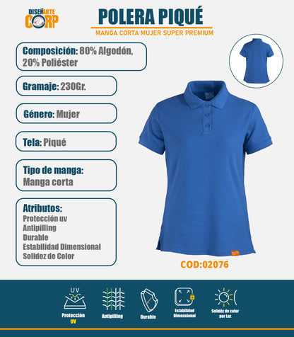 POLERA PIQUÉ MUJER MANGA CORTA SUPER PREMIUM