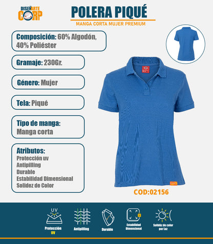 POLERA PIQUÉ MUJER MANGA CORTA PREMIUM