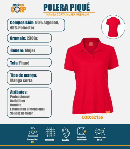 POLERA PIQUÉ MUJER MANGA CORTA PREMIUM