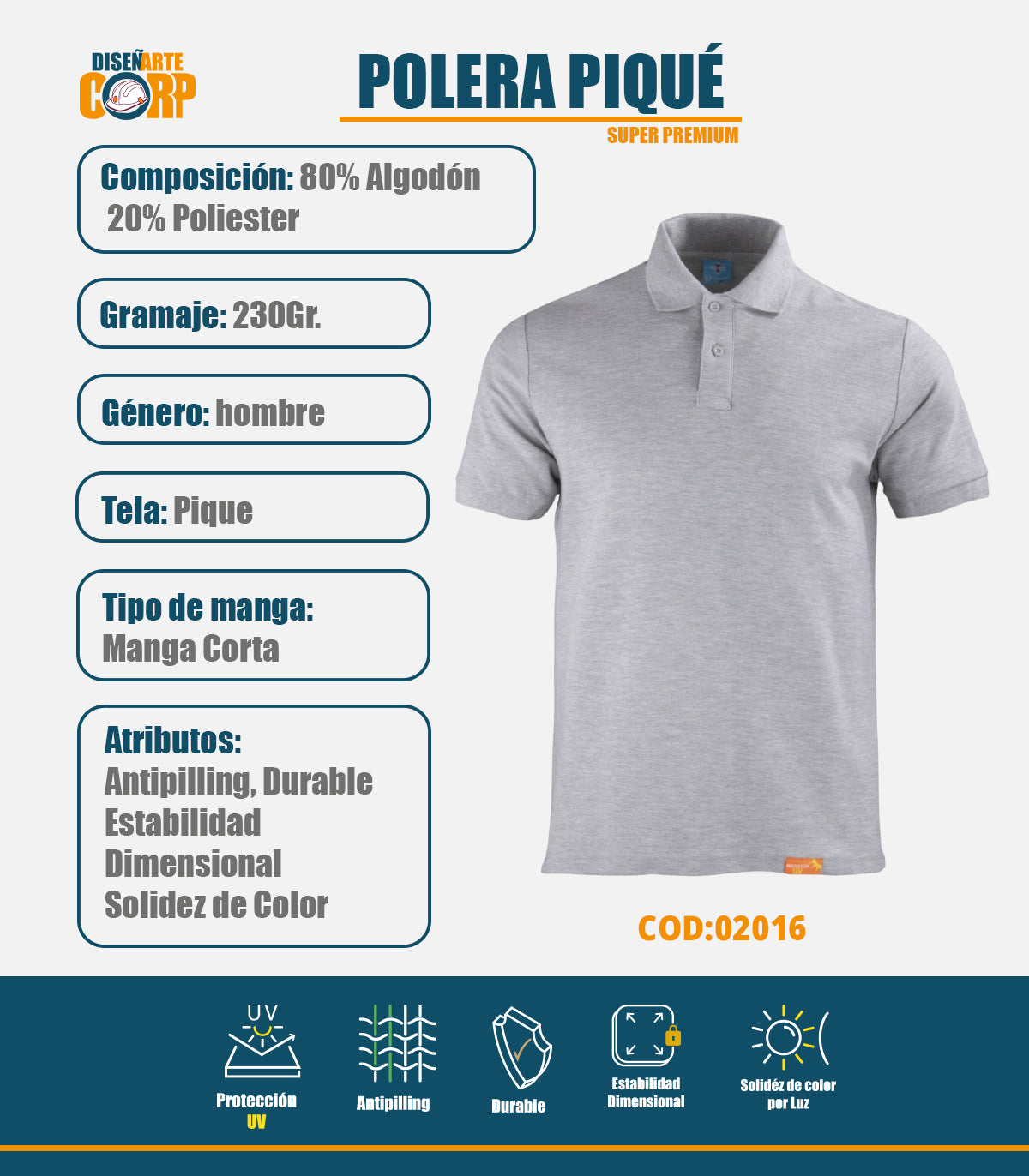 POLERA PIQUÉ HOMBRE SUPER PREMIUM