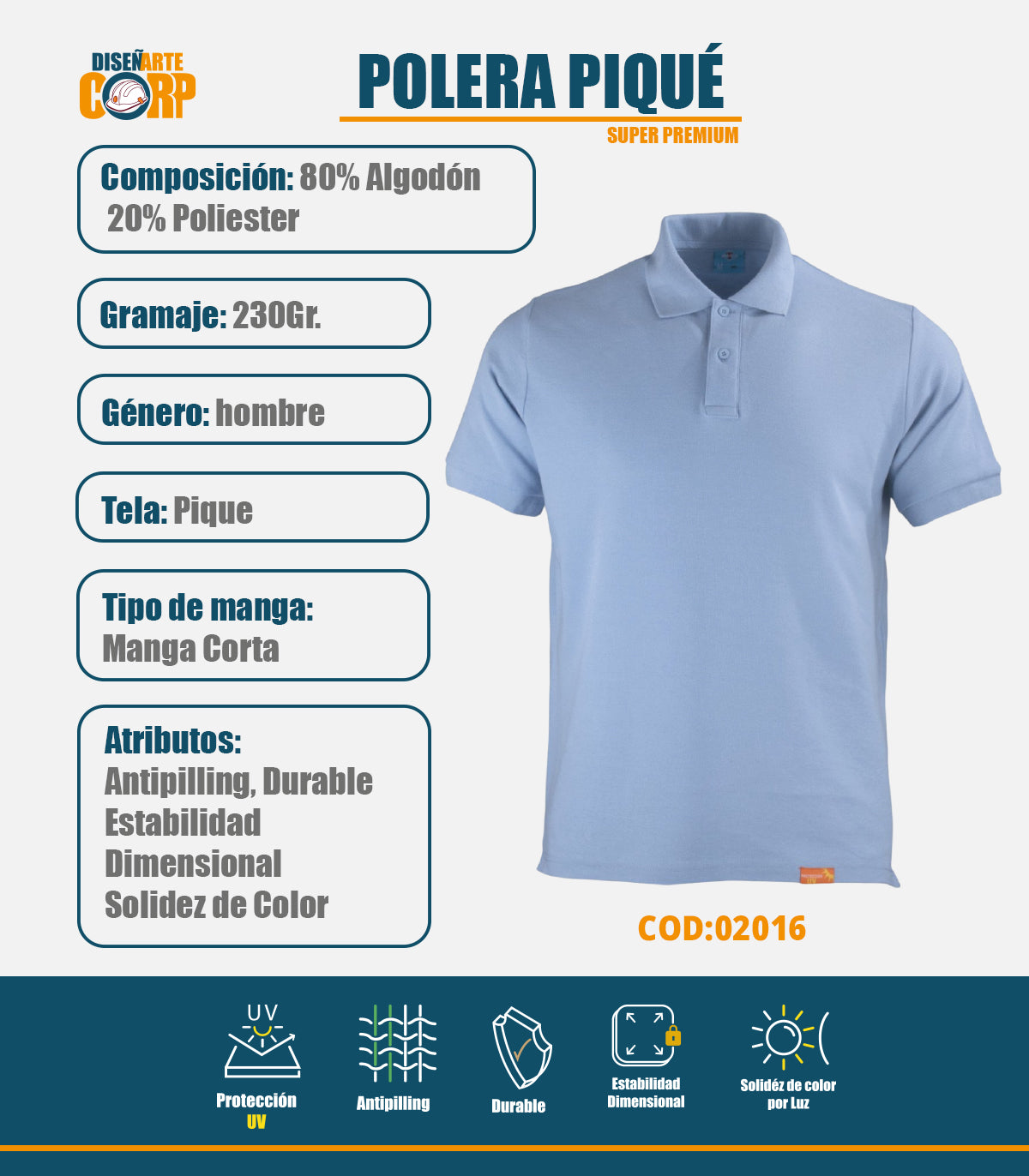 POLERA PIQUÉ HOMBRE SUPER PREMIUM